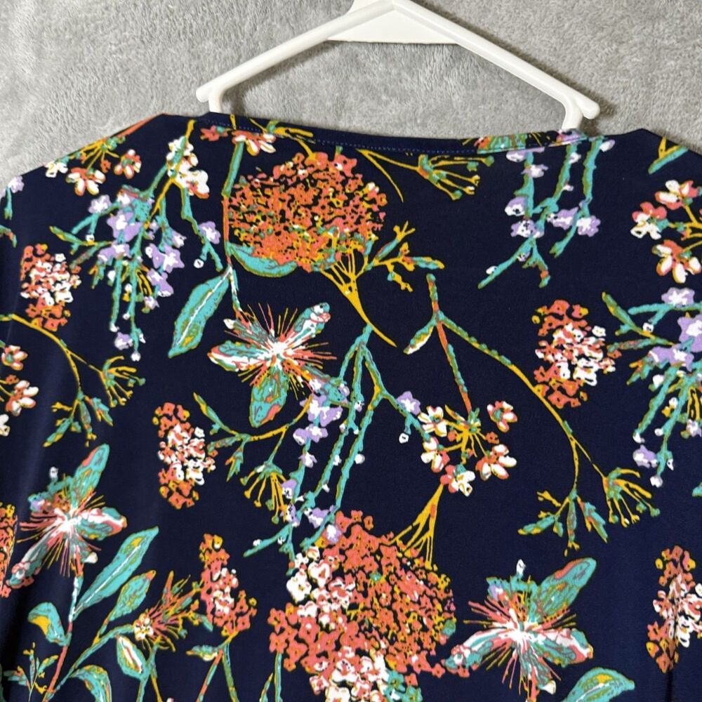 Ulla Popken Tunic 24-26 Art-to-Wear Floral Flowy Top Short Sleeves Wrinkle Free
